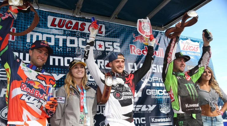 Podium 2016 in der 450er Klasse: Ken Roczen vor Ryan Dungey und Eli Tomac