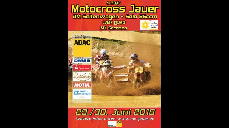 Veranstaltungsplakat MC-Jauer – Runde 3 der Jugend-DM 65 ccm am Wochenende beim MC-Jauer
