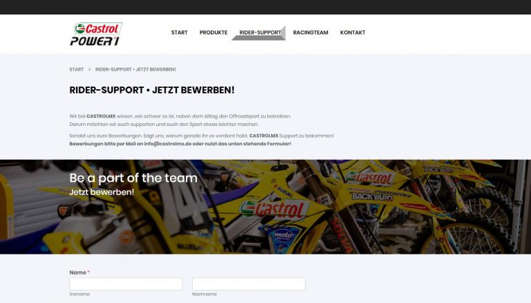 Jetzt Neu: RIDER-SUPPORT durch CASTROLMX!