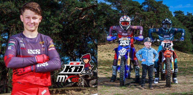 Kevin Brumann mit Trainer Max Nagl und dessen Sohn Mason – Kevin Brumann startet 2021 in der MX2
