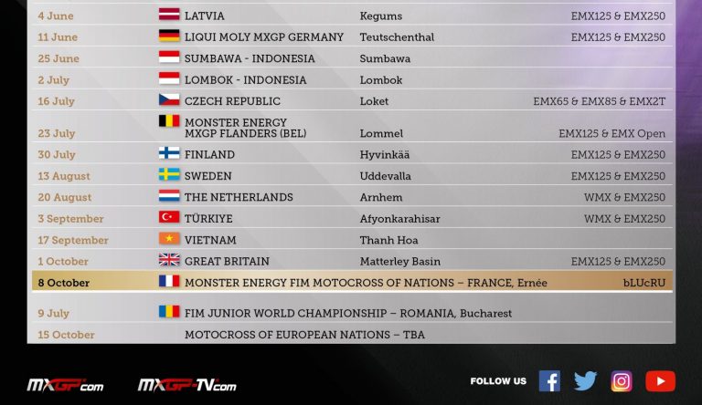 2023 MXGP Kalender Update - Monster Energy FIM MXoN