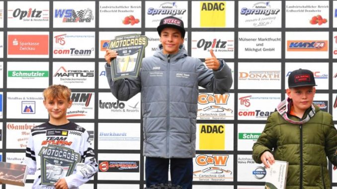Podium 85 ccm Tom Sönke Hänel - Maximilian Neumann - Til Albrecht MSC Thurm / 30. ADAC Motocross Thurm