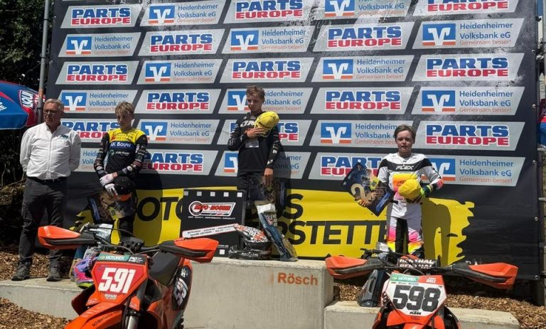 Das Podium der 85er-Klasse in Gerstetten – Doppelsieg für Luca Nierychlo beim Heim-GP in Gerstetten
